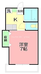クレール中原 1Kの間取図画像