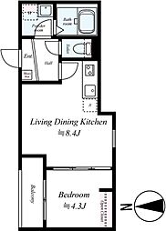 GRADUS平塚II 1LDKの間取図画像