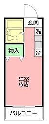 パレス西湘海岸B ワンルームの間取図画像