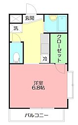 アビタシオン湘南 1Kの間取図画像