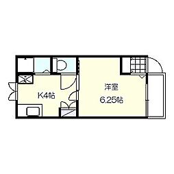 つゆきハイム 1Kの間取図画像