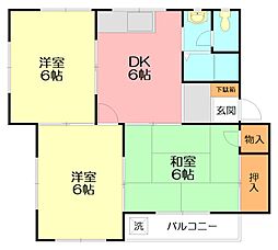 レジデンス香川2 3DKの間取図画像
