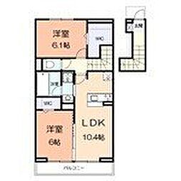 アジュールu 2LDKの間取図画像