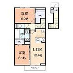 アジュールu 2LDKの間取図画像