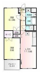 ルミエール湘南 4階2LDKの間取り