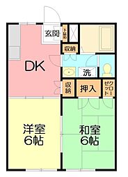 代田ハイツ 2DKの間取図画像