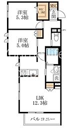 Riva Sakuragaoka 2LDKの間取図画像