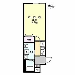 平塚市宮の前アパート 1Kの間取図画像