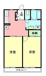 オメガスクエア 2DKの間取図画像