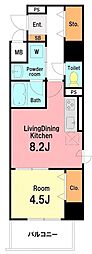 レジデンス湘南平塚 1LDKの間取図画像
