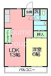 コーポビオラセア 1LDKの間取図画像