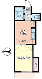 クロシェット御殿 1DKの間取図画像