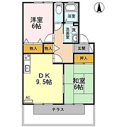 フェルメールヒルズ 2DKの間取図画像
