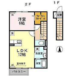 オプティマムハウスB 1LDKの間取図画像