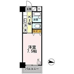 パシフィック佐賀2 1Kの間取図画像
