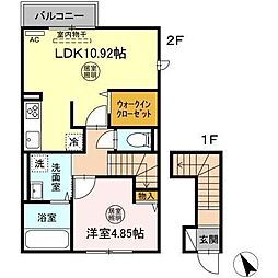 リルシア八戸 1LDKの間取図画像
