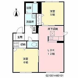 メゾン蓮ロータスB 2LDKの間取図画像