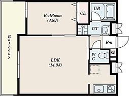 サムティ佐賀駅前Serena 1LDKの間取図画像