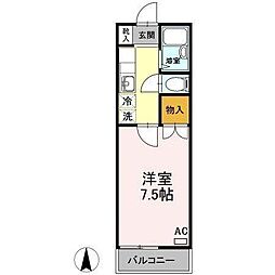 メゾン本庄B 1Kの間取図画像
