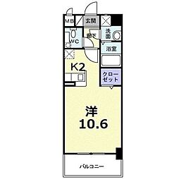 グロリオーサ 1Kの間取図画像