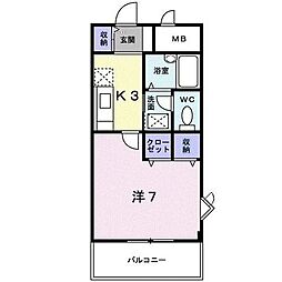 アクロス 1Kの間取図画像