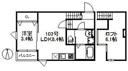Estrella水ケ江 721 1LDKの間取図画像