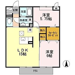 サンハウスB 2LDKの間取図画像