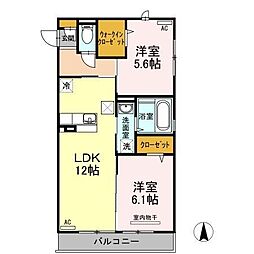 パーチェB 2LDKの間取図画像