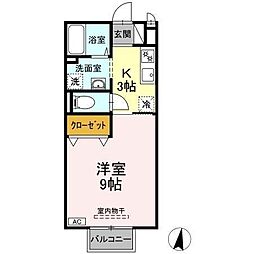 シャルム絆 1Kの間取図画像