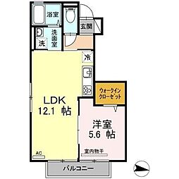 リッチカトレア 1LDKの間取図画像