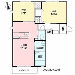 シャーメゾン・ガーデンズ伊勢 2LDKの間取図画像