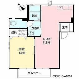 カームネス 1LDKの間取図画像