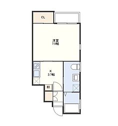 CasaDomaniA 1Kの間取図画像