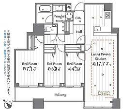 ステーションガーデンタワー 3LDKの間取図画像