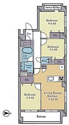 ライオンズステーションプラザ草加 3LDKの間取図画像