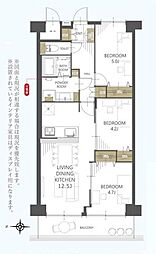 恒陽王子マンション 3LDKの間取図画像