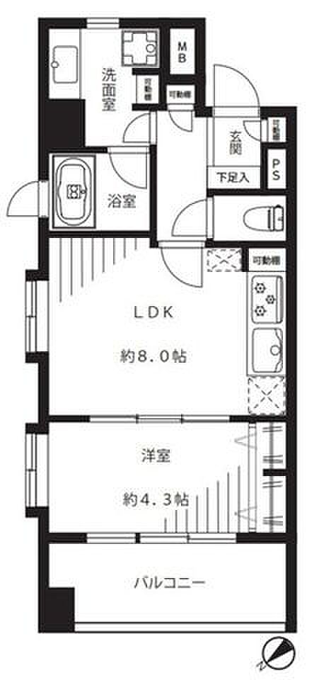 角部屋につき明るく風通しの良い室内。各所に収納を設けており荷物が多い方も安心です。