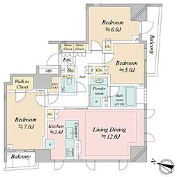 シティハウス文京本駒込 3LDKの間取図画像