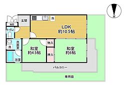 緑地公園第一ダイヤモンドマンション 2LDKの間取図画像