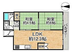 シャンボール豊中 2LDKの間取図画像