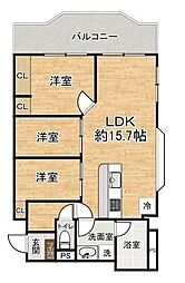 緑地公園第二ダイヤモンドマンション 3LDKの間取図画像