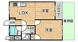 南千里第2コーポラスB棟 1LDKの間取図画像