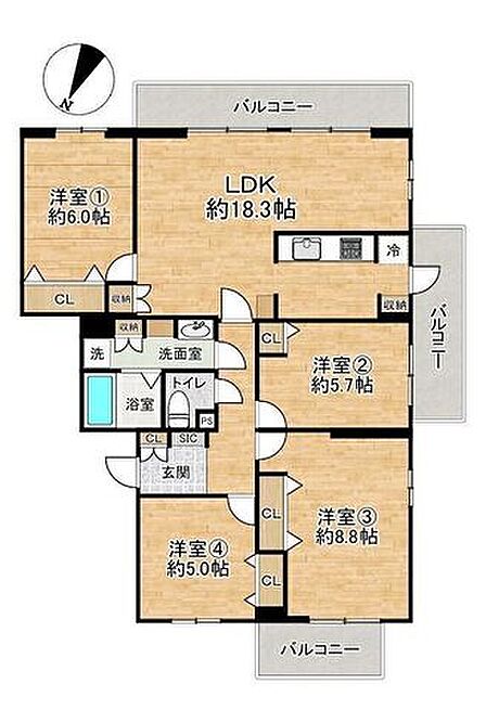 ■3LDK■専有面積97.02m2■バルコニー面積16.67m2