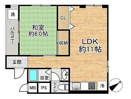 ■1LDK■専有面積42.81m2■バルコニー面積3.00m2