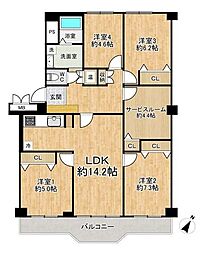ニューセンバハイツ 4SLDKの間取図画像