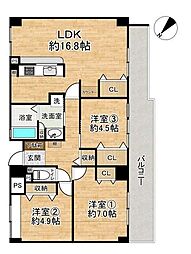 豊中立花町シティハウス 3LDKの間取図画像