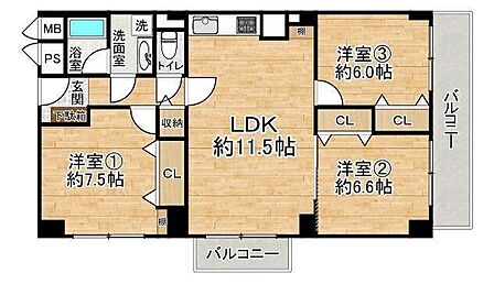 3LDK 間取り