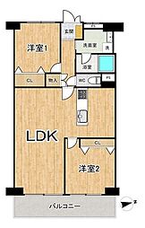 豊中北コーポラス 2LDKの間取図画像