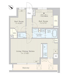 CalmTerrace神泉 2LDKの間取図画像