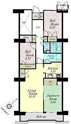 朝日プラザ武蔵野マーテルヒルズ参番館 3SLDKの間取図画像